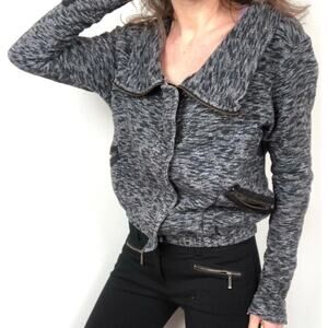 Urban Outfitters Silence + Noise Black,Gray & White Moto Zip Jacket,Size Medium